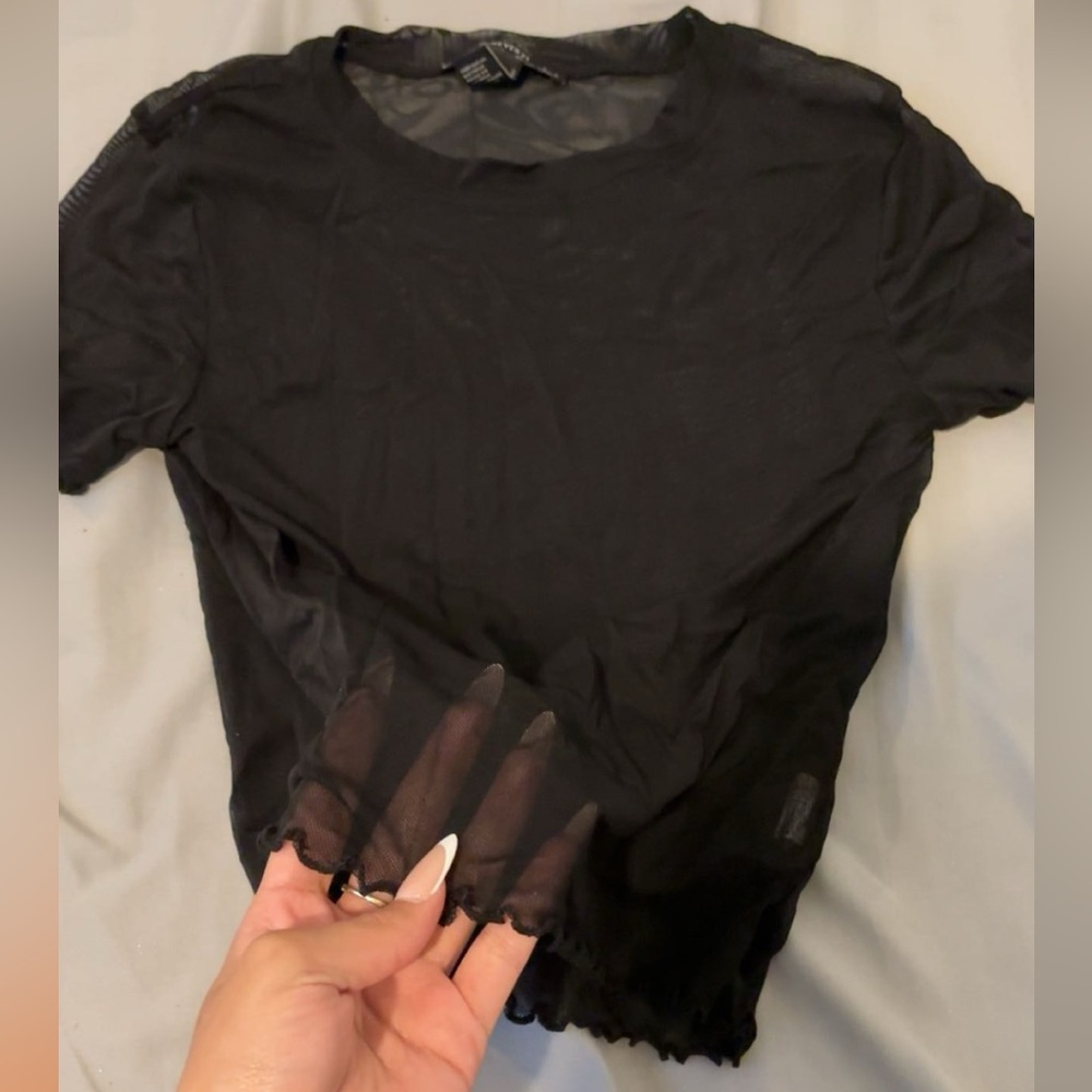 Elegant Black Sheer Women's Top